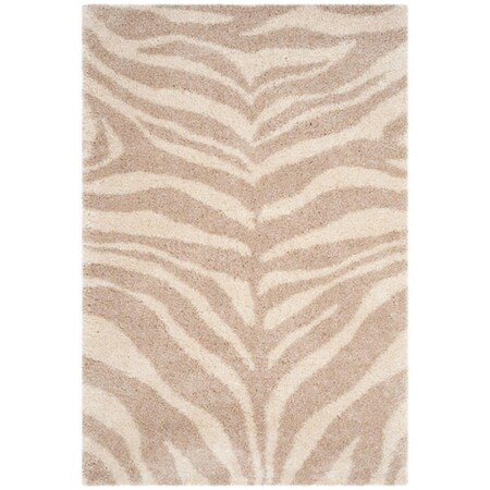 Safavieh 8 x 10 ft. Large Rectangle Portofino Shag Power Loomed Rug; Ivory & Beige PTS215B-8
